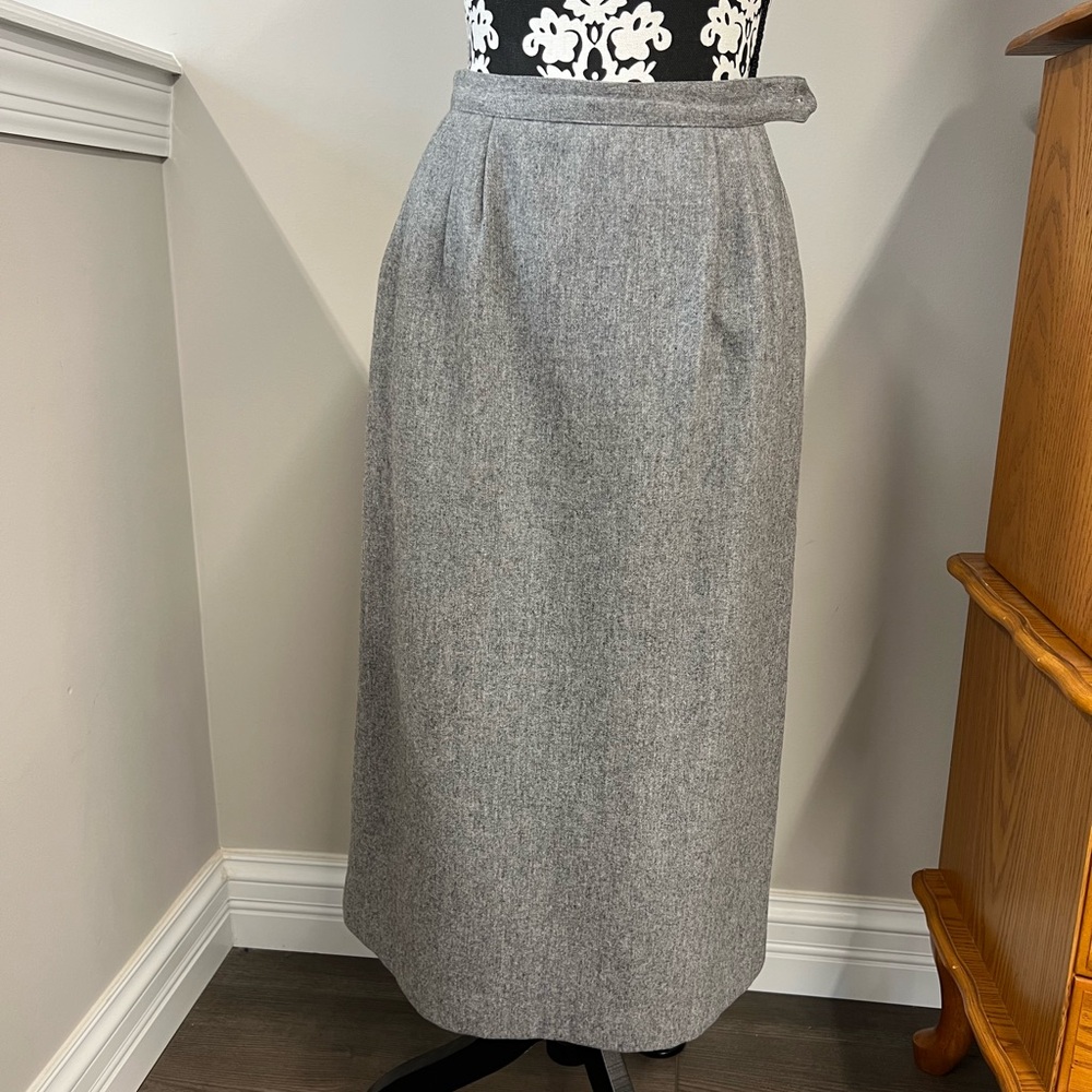 Vintage Wool Tailored Midi Skirt